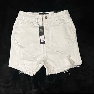 Fashion Nova White Distressed Jean Shorts